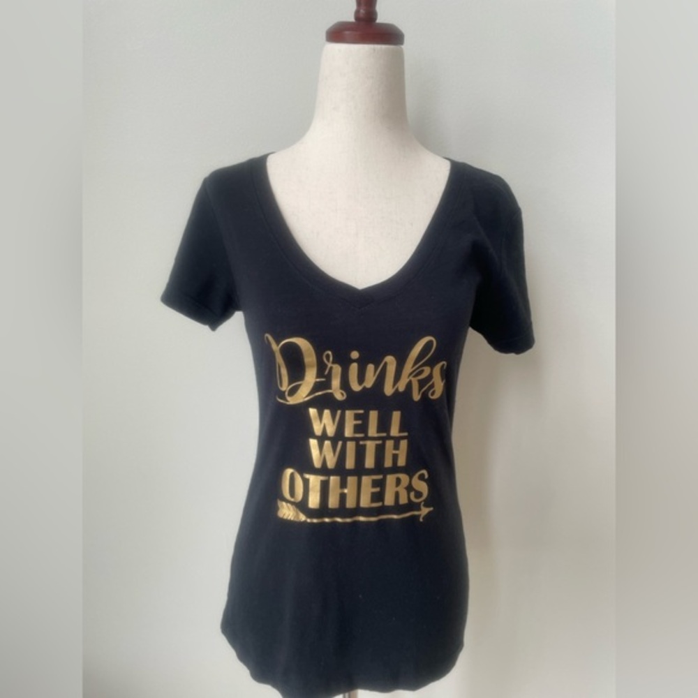 “Drinks Well With Others” Funny Graphic Tee